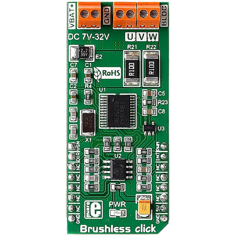 MikroElektronika Brushless Click Motor Controller for TB6575FNG, 7-32 V DC, PWM Sensorless Controller MIKROE-2441