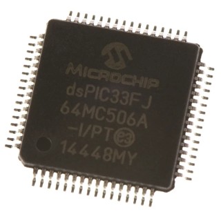 Microchip 16 bit dsPIC33F Microcontroller, 40 MIPS, 64kB FLASH, 64-Pin TQFP dsPIC33FJ64MC506A-I/PT