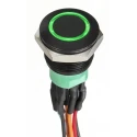 Apem AV Series Illuminated Push Button Switch Momentary Panel Mount 19.2 mm Cutout DPDT Green LED IP67 30 V AV9V12F1020870K