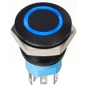 Apem AV Series Illuminated Momentary Push Button Switch, Panel Mount, 19.2 mm Cutout, DPDT, Blue LED, IP67 AV910220000870K