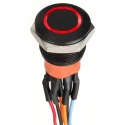 Apem AV Series Illuminated Push Button Switch Momentary Panel Mount 19.2 mm Cutout DPDT Red LED IP67 30V dc AV9622F1020870K