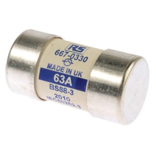 RS PRO 60A Cartridge Fuse, 30 x 57 mm, BS1361, 415V AC, House Service Cut-Out Fuse Link 667-0330