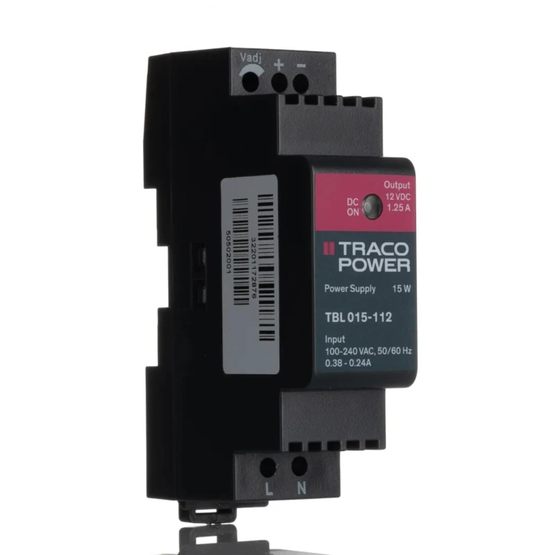TRACOPOWER Switched Mode DIN Rail Power Supply 264V AC Input 16V DC, 1.25A Output, 15W TBL 015-112