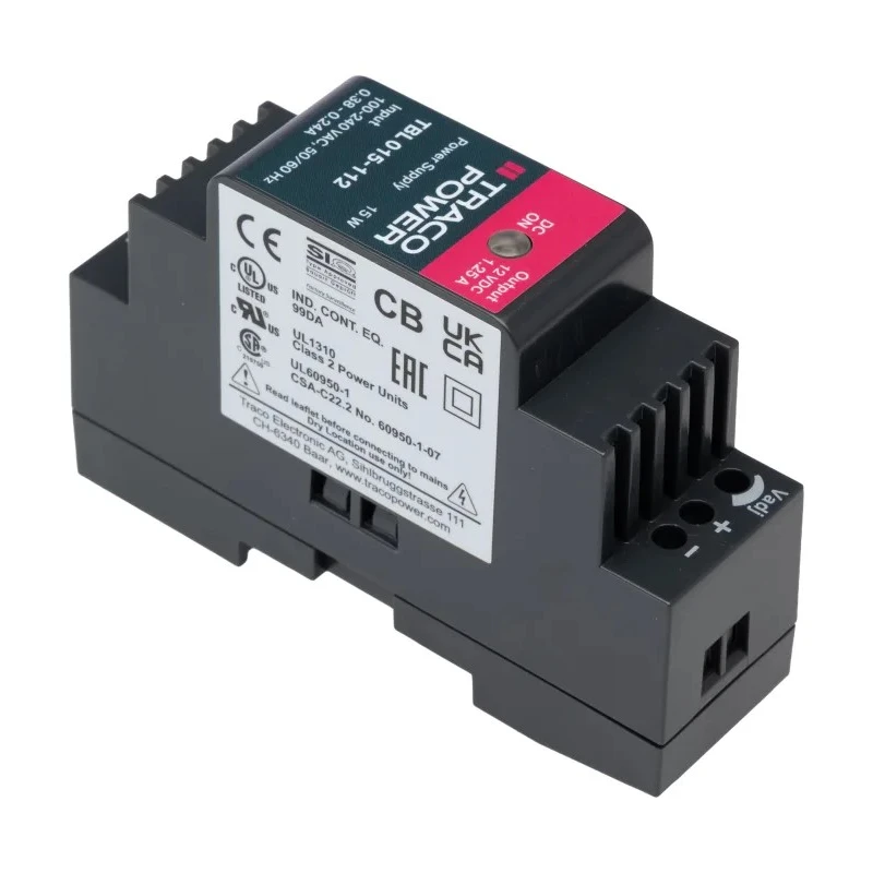 TRACOPOWER Switched Mode DIN Rail Power Supply 264V AC Input 16V DC, 1.25A Output, 15W TBL 015-112