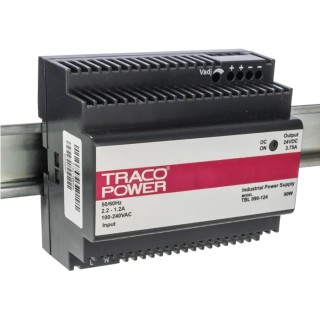 TRACOPOWER TBL Series Switched Mode DIN Rail Power Supply 85-264V AC Input 28V DC 3.75 A 90 W TBL 090-124