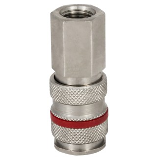 RS PRO Brass Steel Pneumatic Quick Connect Coupling 1/4 in Female G Single Shut Off Valve 667-1728
