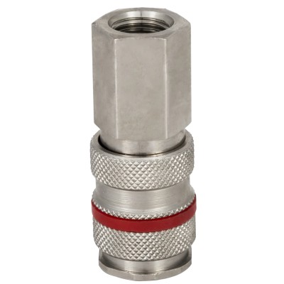 RS PRO Brass Steel Pneumatic Quick Connect Coupling 1/4 in Female G Single Shut Off Valve 667-1728