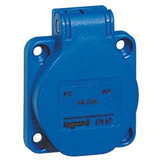 Legrand Industrial Power Connector 16A 500V IP44 Blue Panel Mount Interlocked Socket 