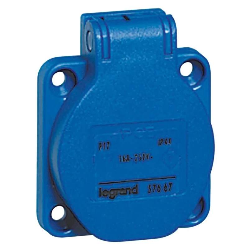 Legrand Industrial Power Connector 16A 500V IP44 Blue Panel Mount Interlocked Socket 