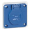 Legrand Industrial Power Connector Panel Mount 2P+PE Schuko, Rated 16A 230V IP44 Blue P17 IP44