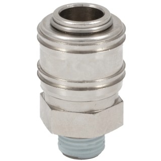 RS PRO Brass Pneumatic Quick Connect Coupling 1/4 in Male G Single Shut Off with Valve 667-1995