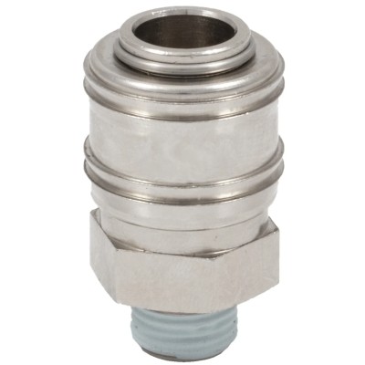 RS PRO Brass Pneumatic Quick Connect Coupling 1/4 in Male G Single Shut Off with Valve 667-1995