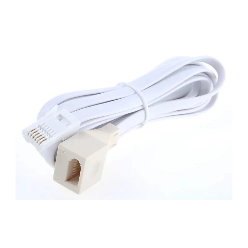 RS PRO Male BT to Female BT Telephone Extension Cable White Sheath 3m 667-3165