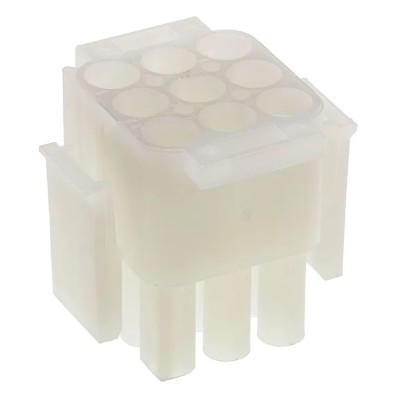 TE Connectivity MATE-N-LOK Male Connector Housing 9 Way 3 Row 6.35 mm Pitch Panel Mount Nylon Housing 1-480706-0