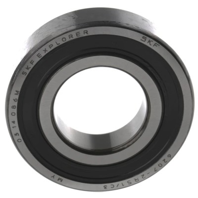 SKF Single Row Deep Groove Ball Bearing 35 mm ID, 72 mm OD, 17 mm Width, Sheet Metal Cage, Steel Balls, C3 6207-2RS1/C3