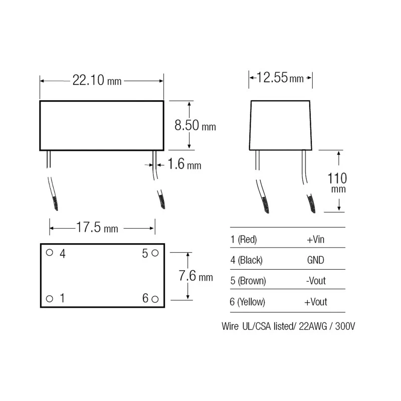 Recom IP67 Rated 1 Output Constant Current LED Driver 2V DC to 35V DC 24.5W 700mA PWM 