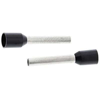 TE Connectivity Insulated Crimp Bootlace Ferrule, 12 mm Pin Length, 1.7 mm Pin Diameter, Black, Copper Terminal 1-966067-4