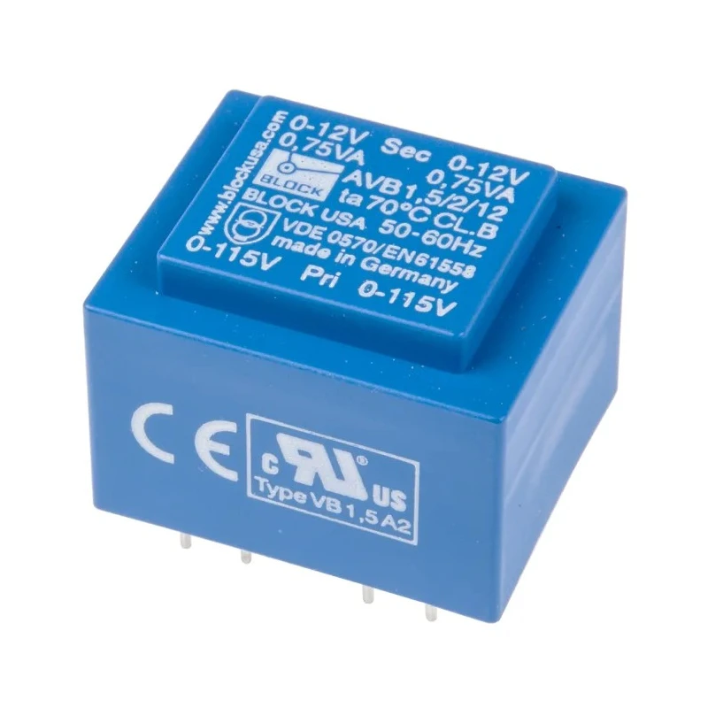 Block PCB Transformer 1.5 VA Power 12 V ac Secondary Voltage 115 V ac, 230 V ac Primary Voltage 2 Outputs Pin AVB1.5/2/12
