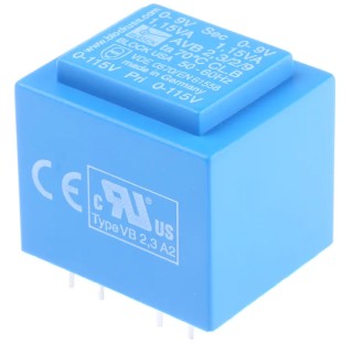 Block PCB Transformer 9 V ac 2 Output Pin Mount 2.3 VA Compact Design AVB2.3/2/9