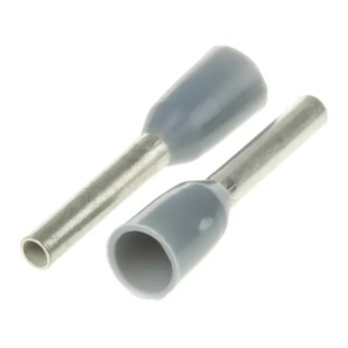 TE Connectivity Insulated Crimp Bootlace Ferrule, 8 mm Pin Length, 1.2 mm Pin Diameter, Grey, Copper Terminal with 966067-5