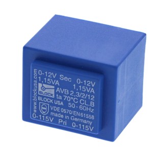 Block PCB Transformer 12 V AC 2 Output Pin IEC 61558-2-6 VDE 0570 Part 2-6 IEC 61558-2-1 ENEC 10 DIN EN AVB2.3/2/12