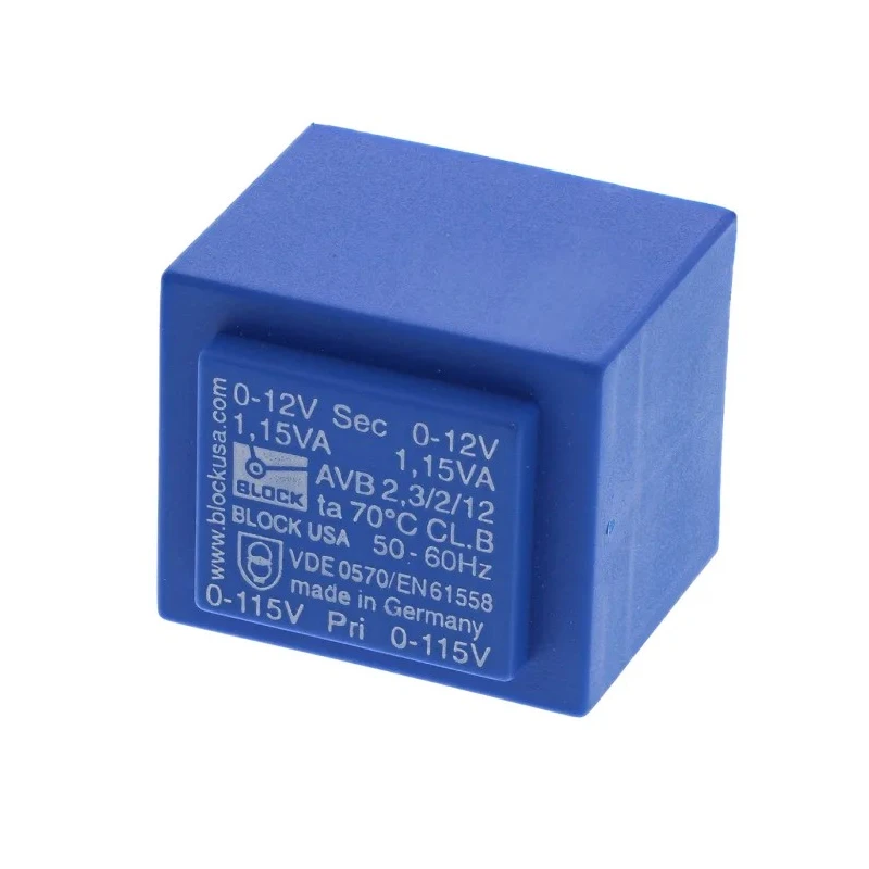 Block PCB Transformer 12 V AC 2 Output Pin IEC 61558-2-6 VDE 0570 Part 2-6 IEC 61558-2-1 ENEC 10 DIN EN AVB2.3/2/12
