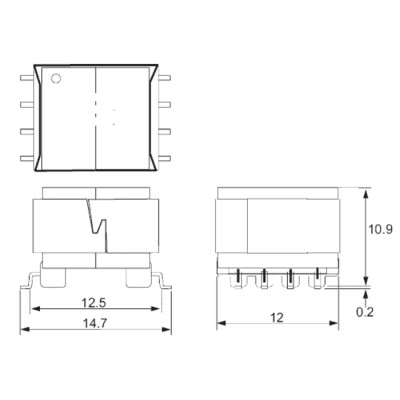 OEP Surface Pulse Transformer 1:1:1 Turns Ratio, 3 mH Primary Inductance, 0.65Ω Primary Resistance PT6SM
