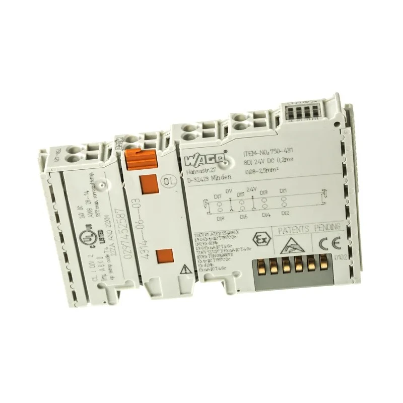 WAGO PLC I/O Module Digital 8 Inputs 24V DC DIN Rail Mount TM5 750-431