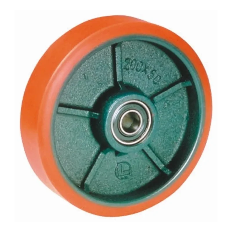 LAG Blue, Orange Polyurethane Trolley Wheel, 330 kg Load Capacity, 125mm Diameter, 30mm Width, Cast Iron Hub 7009 CC
