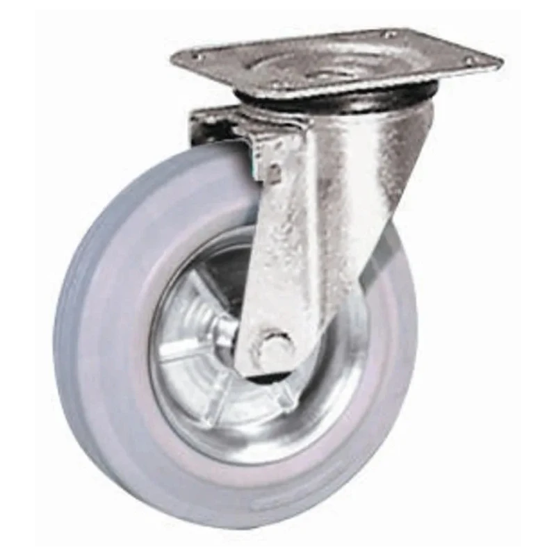 LAG Swivel Castor 60 kg Capacity 80 mm Rubber Wheel, Galvanised Steel Frame, Roller Bearing 12254G