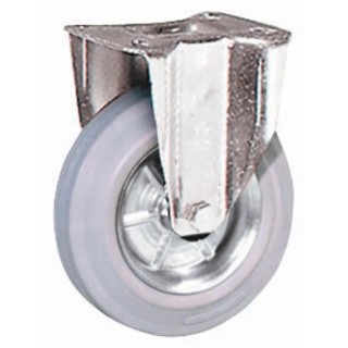 LAG Fixed Castor, 120 kg Capacity, 125 mm Wheel, Rubber, Galvanised Steel Frame, Roller Bearing Hub 12462G