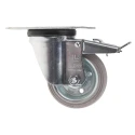 LAG Braked Swivel Castor with Rubber Wheel, 60 kg Load Capacity, 80 mm Diameter, Galvanised Steel Frame, Roller 12254G FR