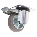 LAG Braked Swivel Castor with Rubber Wheel, 60 kg Load Capacity, 80 mm Diameter, Galvanised Steel Frame, Roller 12254G FR
