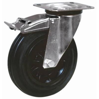 LAG Braked Swivel Castor 135 kg Capacity 160 mm Wheel Diameter Rubber 13928 FR