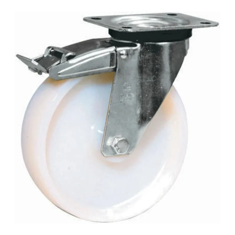 LAG Braked Swivel Castor, 200 kg Load Capacity, 125 mm Polyamide Wheel, Galvanised Steel Frame, Model 18768 FR