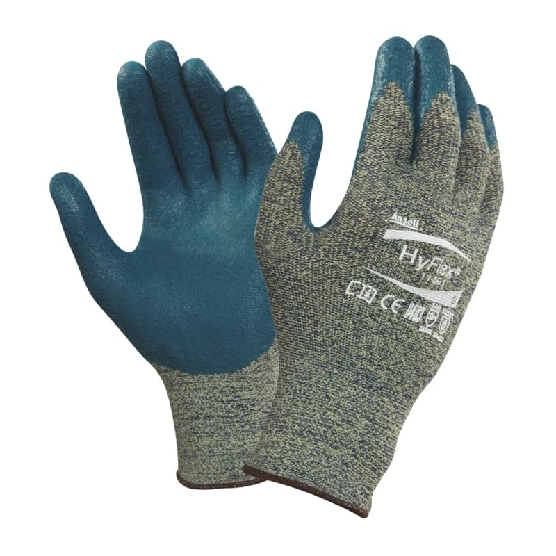 Ansell HyFlex 11-501 Grey Kevlar Work Gloves Size 10 Nitrile Foam Coating 11501100