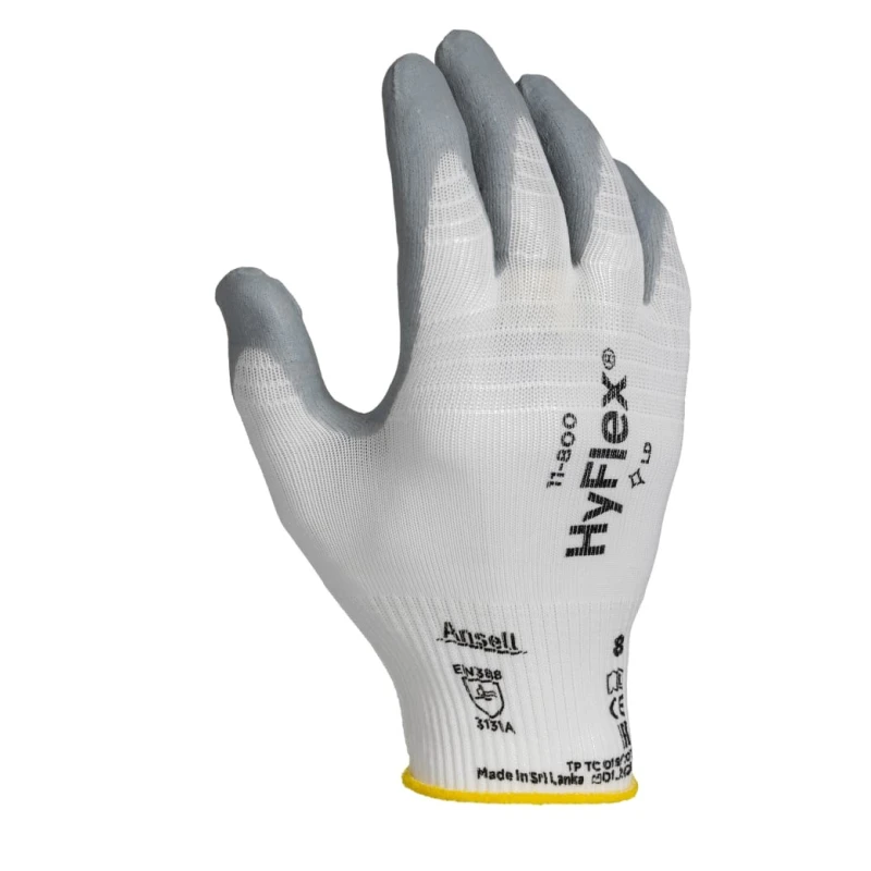 Ansell HyFlex 11-800 Grey Nylon Work Gloves With Nitrile Foam Coating Size 8 11800080