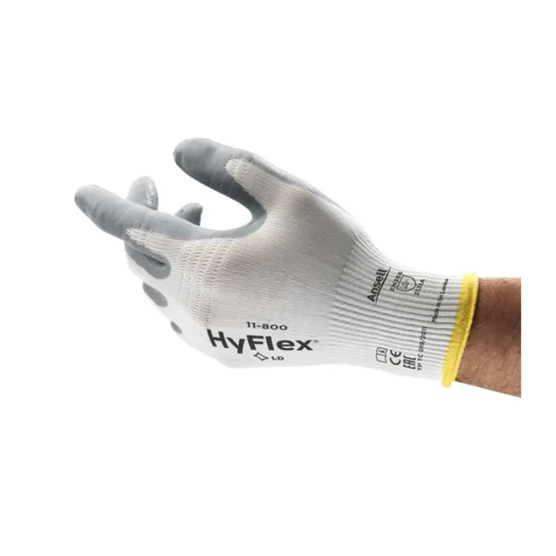 Ansell HyFlex 11-800 Grey Nylon Work Gloves With Nitrile Foam Coating Size 8 11800080