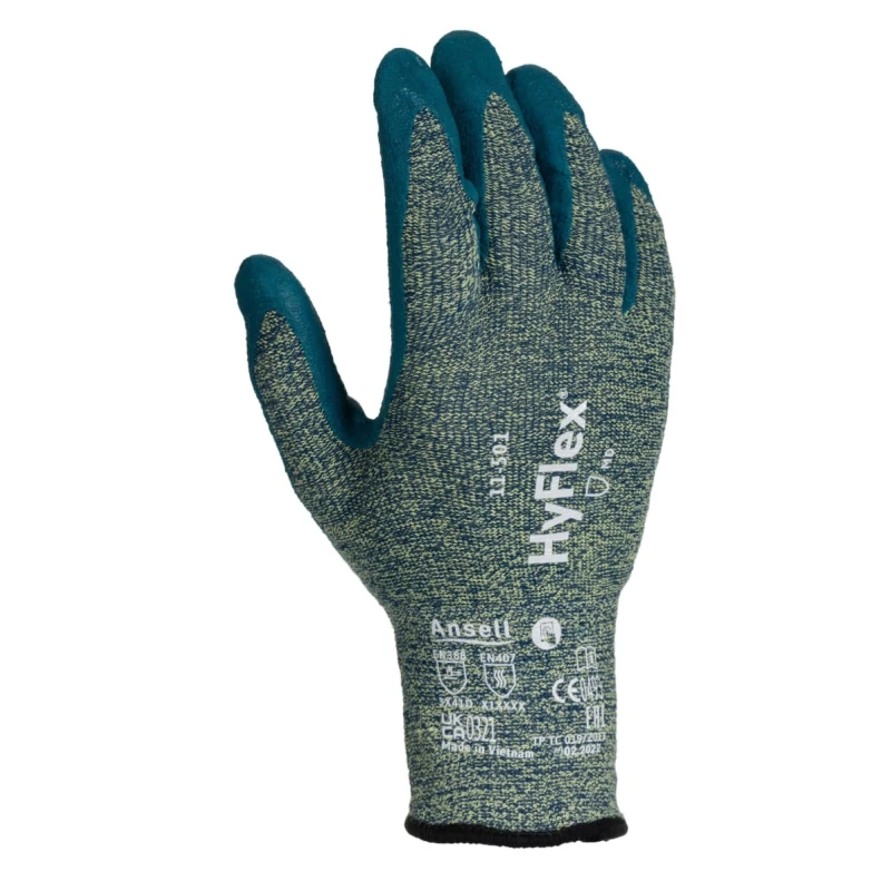Ansell HyFlex 11-501 Grey Kevlar Work Gloves Size 9 Nitrile Foam Coating Cut Resistant Heat Resistant 11501090