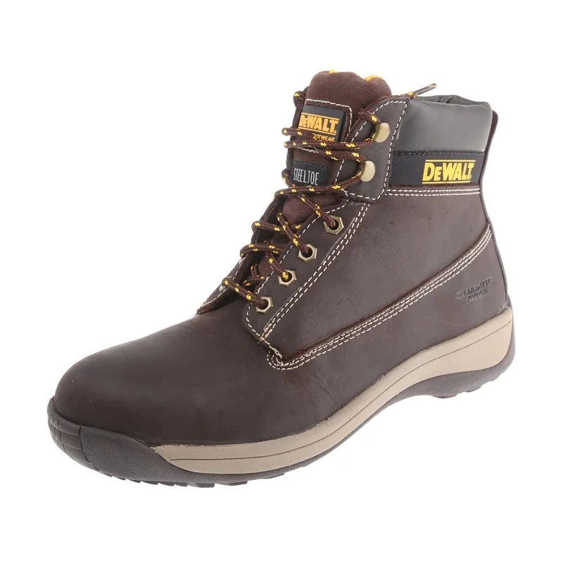 DeWALT Brown Apprentice Men's Steel Toe Capped Safety Boots EU Size 43 UK Size 9 Lace Up Dewalt Apprentice Brown Size 9