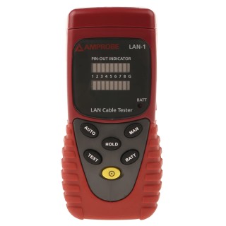 Amprobe Network Cable Tester LAN-1 with RJ45 and BNC Connectors, LED Display, Battery Powered LAN-1