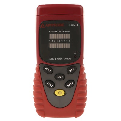 Amprobe Network Cable Tester LAN-1 with RJ45 and BNC Connectors, LED Display, Battery Powered LAN-1