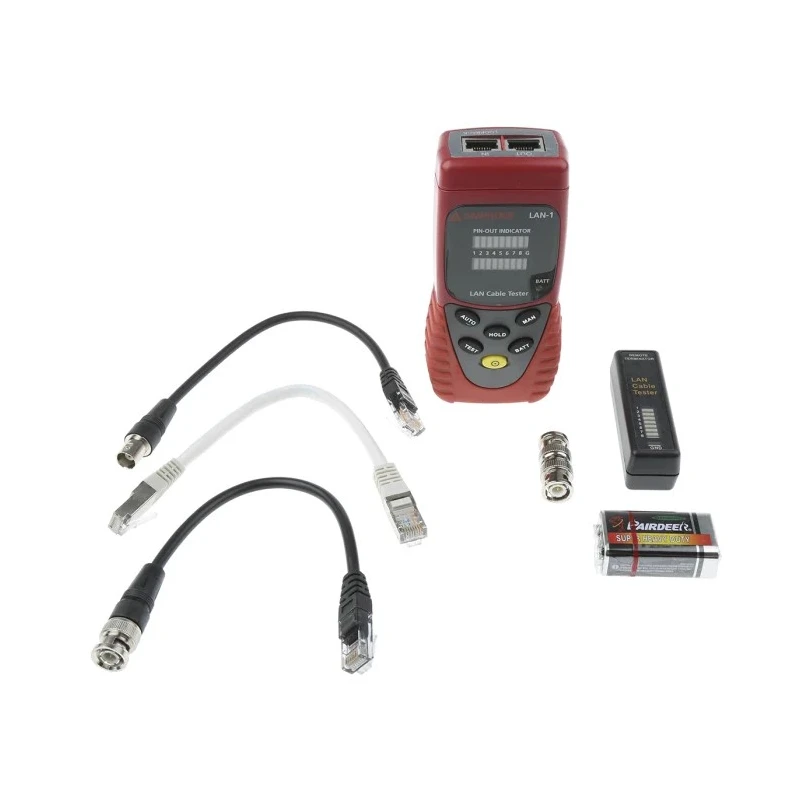 Amprobe Network Cable Tester LAN-1 with RJ45 and BNC Connectors, LED Display, Battery Powered LAN-1