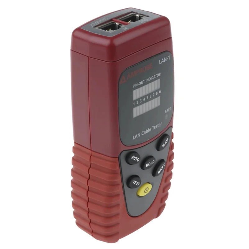 Amprobe Network Cable Tester LAN-1 with RJ45 and BNC Connectors, LED Display, Battery Powered LAN-1