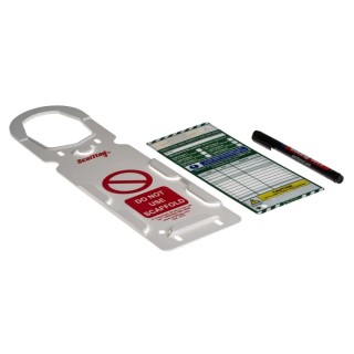 ScaffTag Safety Scaffolding Tag Kit White on Green English Language with 20 Inserts 10 Holders and 2 Pens SCF01