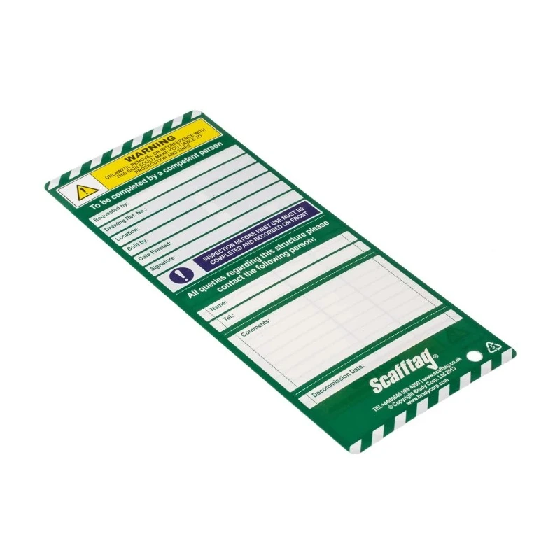 ScaffTag Safety Scaffolding Tag English Language 10 Per Pack SCF03A