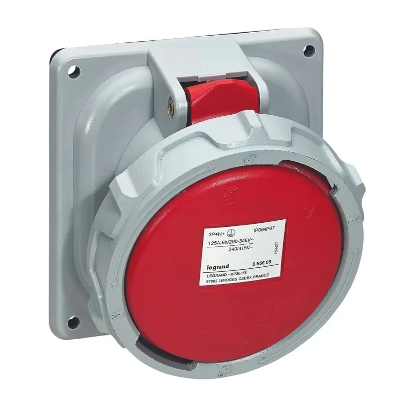 Legrand Red IP67 Rated Panel Mount Industrial Power Connector 125A 415V P17 Tempra Pro 