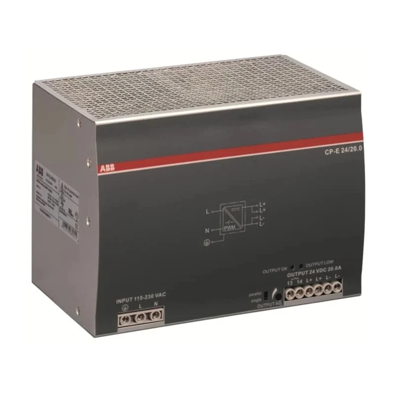 ABB CPE Switched Mode DIN Rail Power Supply 230V AC Input 24V DC Output 20A 480W 1SVR427036R0000 CP-E 24/20.0