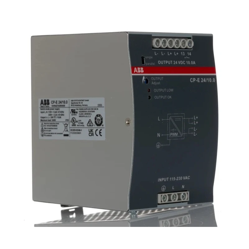 ABB CPE Switched Mode DIN Rail Power Supply AC/DC Input 230V, 24V DC Output, 10 A, 240 W 1SVR427035R0000 CP-E 24/10.0