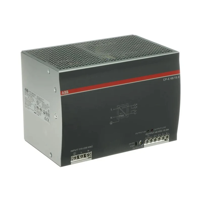 ABB CPE Switched Mode DIN Rail Power Supply 1-Phase AC/DC Input 115-230V DC Output 48V 10A 480W 1SVR427035R2000 CP-E 48/10.0